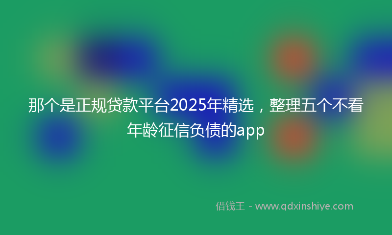 那个是正规贷款平台2025年精选，整理五个不看年龄征信负债的app