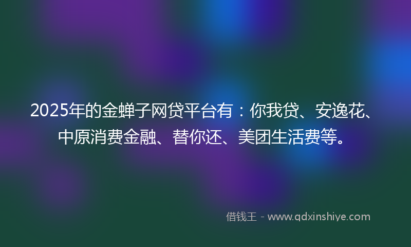 2025年的金蝉子网贷平台有：你我贷、安逸花、中原消费金融、替你还、美团生活费等。