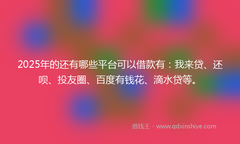 2025年的还有哪些平台可以借款有：我来贷、还呗、投友圈、百度有钱花、滴水贷等。