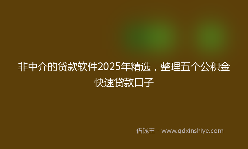 非中介的贷款软件2025年精选，整理五个公积金快速贷款口子
