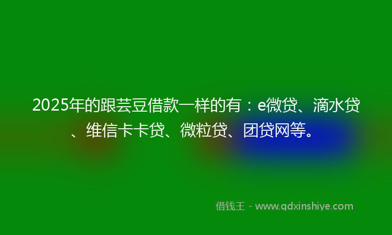 2025年的跟芸豆借款一样的有：e微贷、滴水贷、维信卡卡贷、微粒贷、团贷网等。