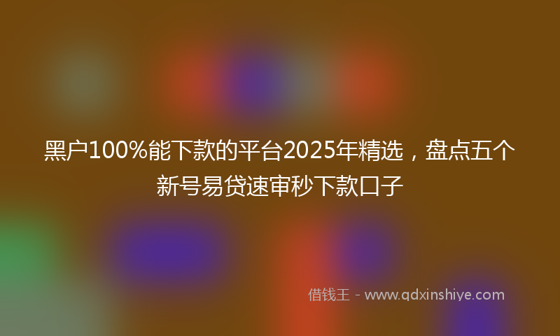 黑户100%能下款的平台2025年精选，盘点五个新号易贷速审秒下款口子