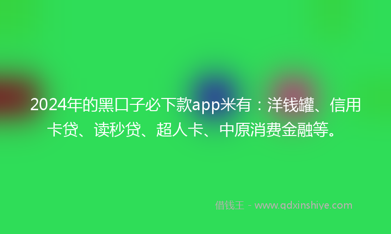 2024年的黑口子必下款app米有：洋钱罐、信用卡贷、读秒贷、超人卡、中原消费金融等。