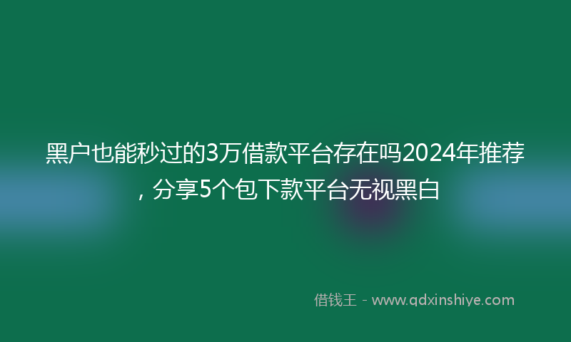 黑户也能秒过的3万借款平台存在吗2024年推荐，分享5个包下款平台无视黑白