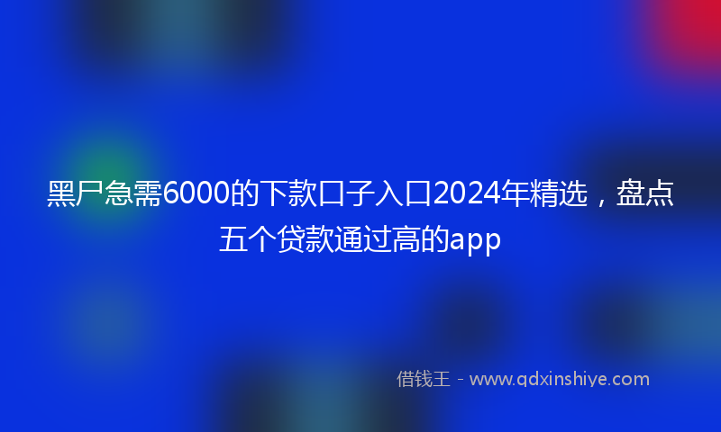 黑尸急需6000的下款口子入口2024年精选，盘点五个贷款通过高的app