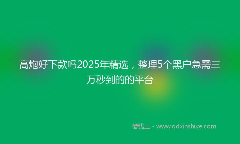 高炮好下款吗2025年精选，整理5个黑户急需三万秒到的的平台
