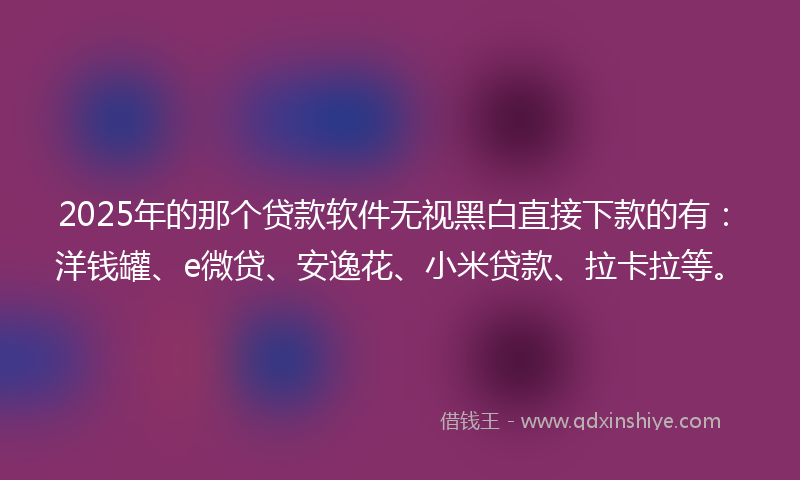 2025年的那个贷款软件无视黑白直接下款的有：洋钱罐、e微贷、安逸花、小米贷款、拉卡拉等。