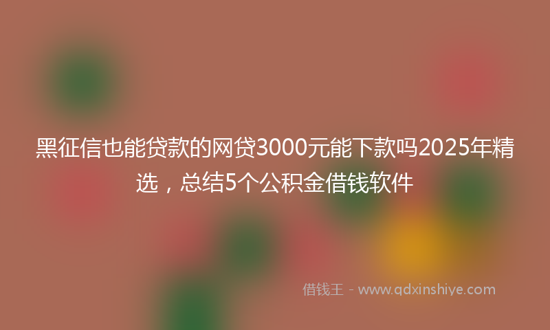 黑征信也能贷款的网贷3000元能下款吗2025年精选，总结5个公积金借钱软件