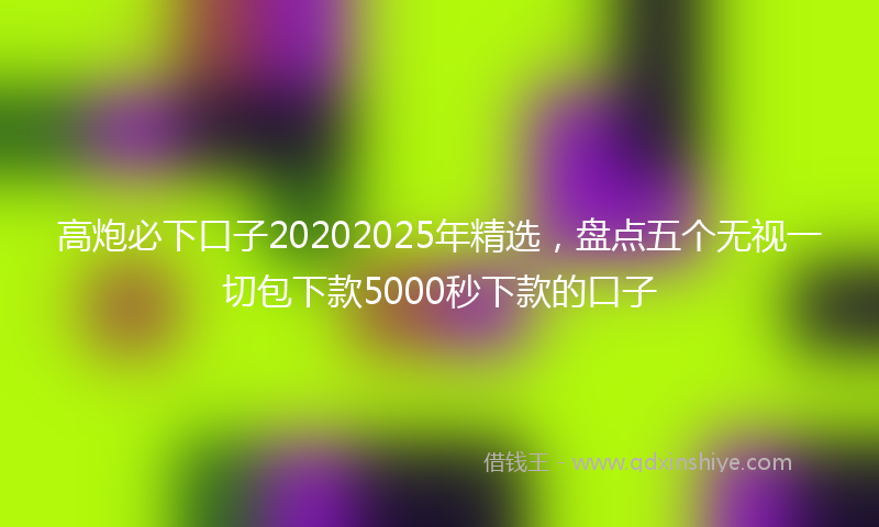 高炮必下口子20202025年精选，盘点五个无视一切包下款5000秒下款的口子