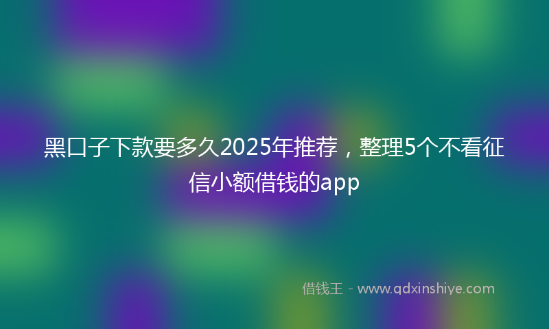 黑口子下款要多久2025年推荐，整理5个不看征信小额借钱的app