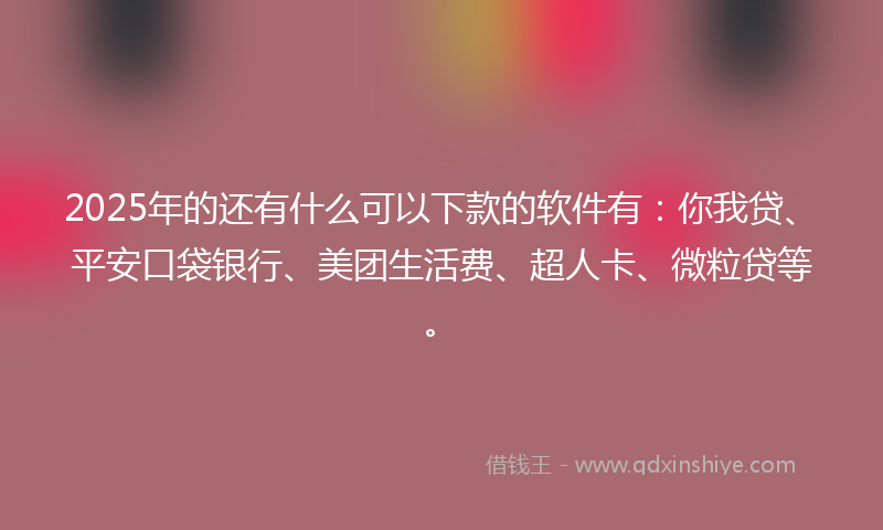 2025年的还有什么可以下款的软件有：你我贷、平安口袋银行、美团生活费、超人卡、微粒贷等。