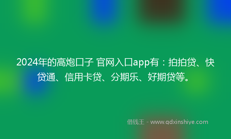 2024年的高炮口子 官网入口app有：拍拍贷、快贷通、信用卡贷、分期乐、好期贷等。