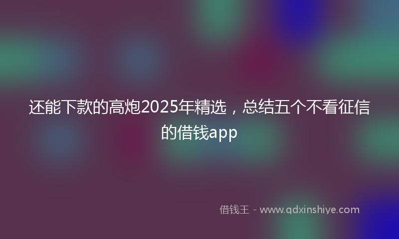 还能下款的高炮2025年精选，总结五个不看征信的借钱app
