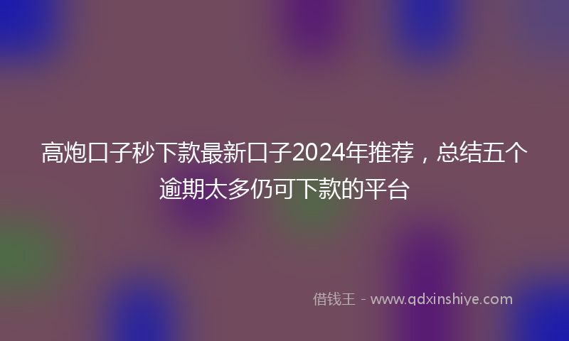高炮口子秒下款最新口子2024年推荐，总结五个逾期太多仍可下款的平台