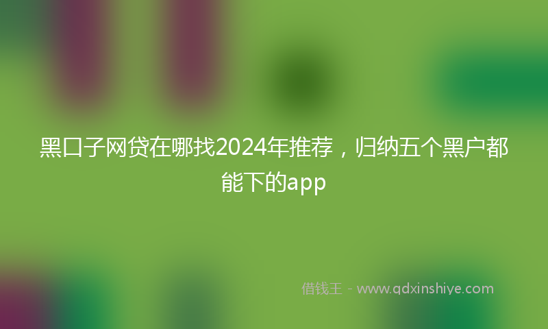 黑口子网贷在哪找2024年推荐，归纳五个黑户都能下的app