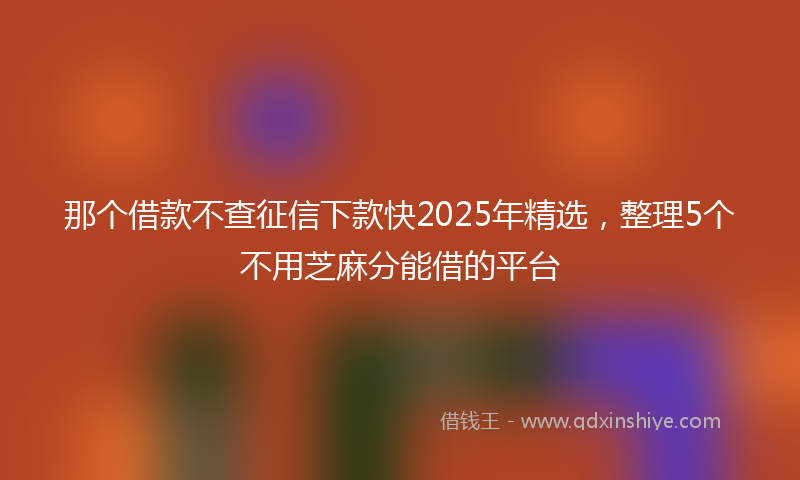 那个借款不查征信下款快2025年精选，整理5个不用芝麻分能借的平台