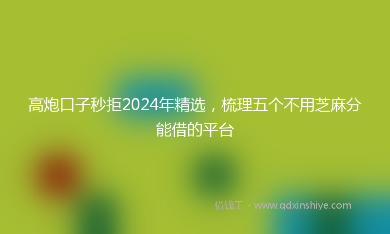 高炮口子秒拒2024年精选，梳理五个不用芝麻分能借的平台
