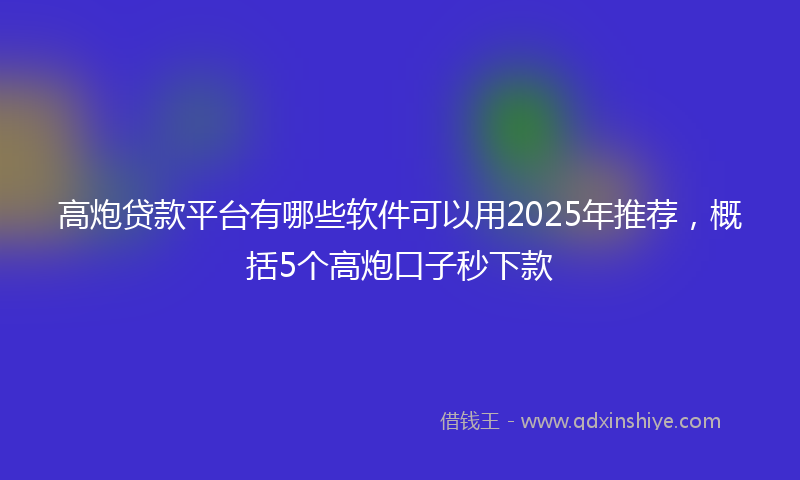 高炮贷款平台有哪些软件可以用2025年推荐，概括5个高炮口子秒下款