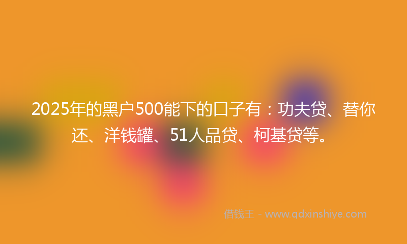 2025年的黑户500能下的口子有：功夫贷、替你还、洋钱罐、51人品贷、柯基贷等。