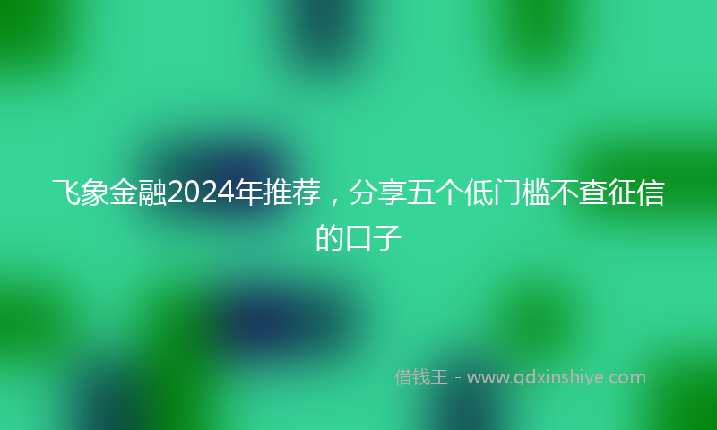 飞象金融2024年推荐，分享五个低门槛不查征信的口子