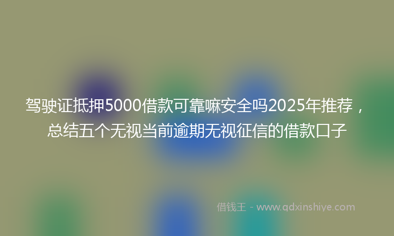 驾驶证抵押5000借款可靠嘛安全吗2025年推荐，总结五个无视当前逾期无视征信的借款口子