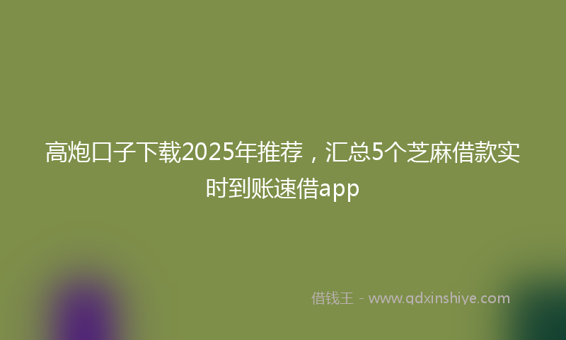 高炮口子下载2025年推荐，汇总5个芝麻借款实时到账速借app