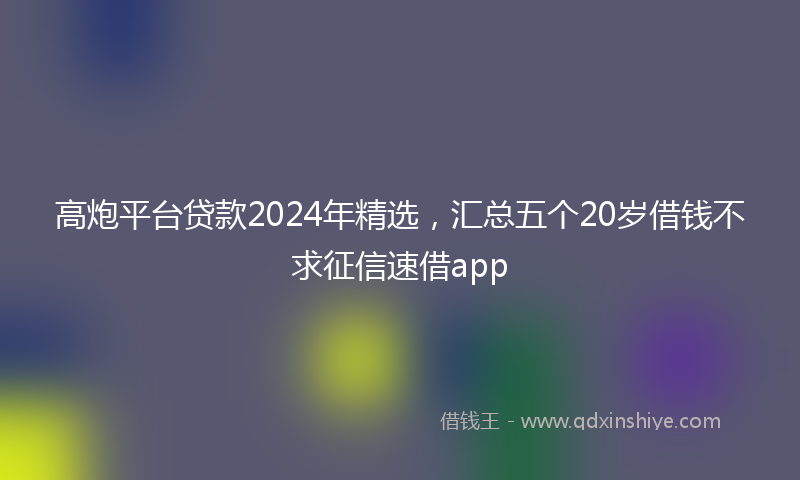 高炮平台贷款2024年精选，汇总五个20岁借钱不求征信速借app