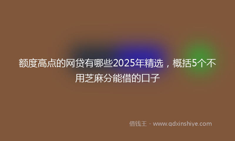 额度高点的网贷有哪些2025年精选，概括5个不用芝麻分能借的口子