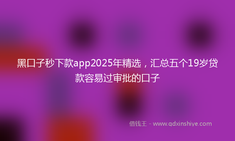 黑口子秒下款app2025年精选，汇总五个19岁贷款容易过审批的口子
