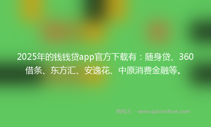 2025年的钱钱贷app官方下载有：随身贷、360借条、东方汇、安逸花、中原消费金融等。