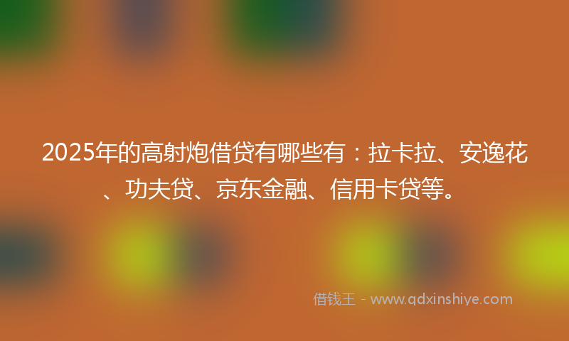 2025年的高射炮借贷有哪些有：拉卡拉、安逸花、功夫贷、京东金融、信用卡贷等。