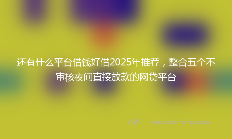 还有什么平台借钱好借2025年推荐，整合五个不审核夜间直接放款的网贷平台