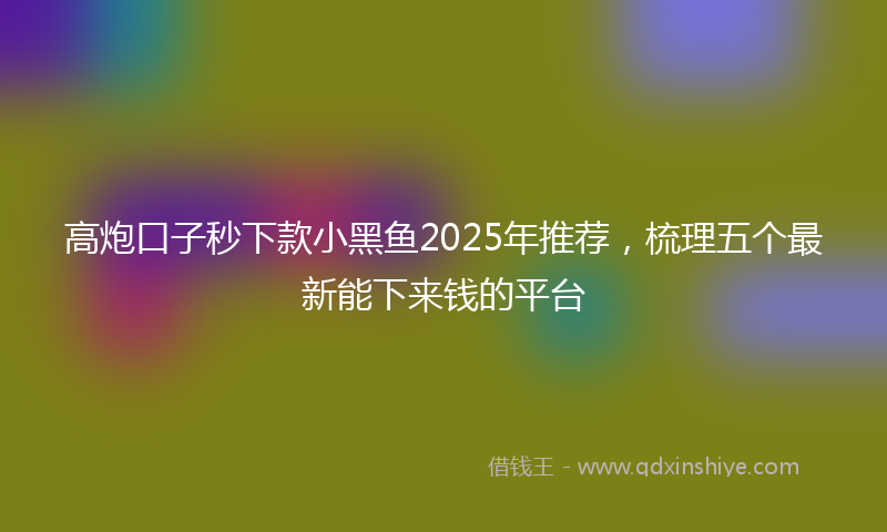 高炮口子秒下款小黑鱼2025年推荐，梳理五个最新能下来钱的平台