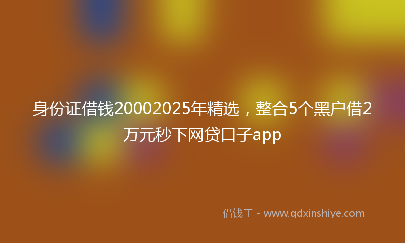 身份证借钱20002025年精选，整合5个黑户借2万元秒下网贷口子app