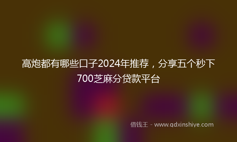 高炮都有哪些口子2024年推荐，分享五个秒下700芝麻分贷款平台