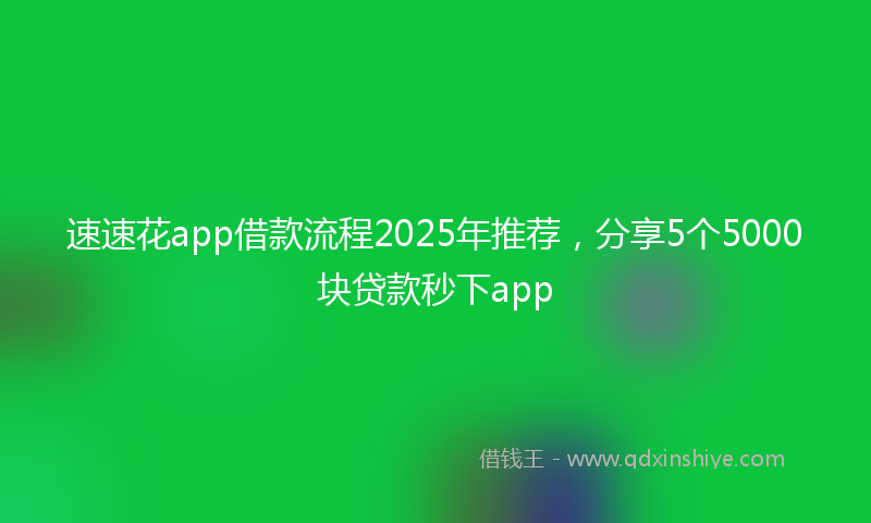 速速花app借款流程2025年推荐，分享5个5000块贷款秒下app