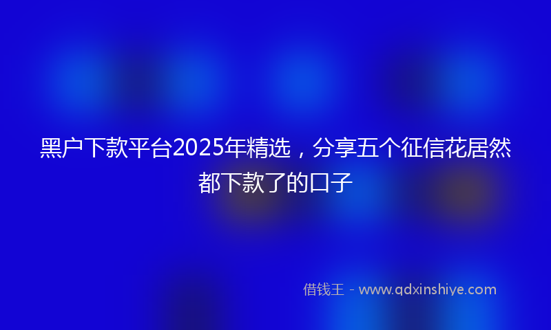 黑户下款平台2025年精选，分享五个征信花居然都下款了的口子