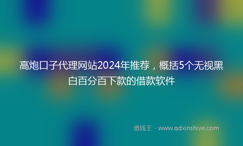 高炮口子代理网站2024年推荐，概括5个无视黑白百分百下款的借款软件
