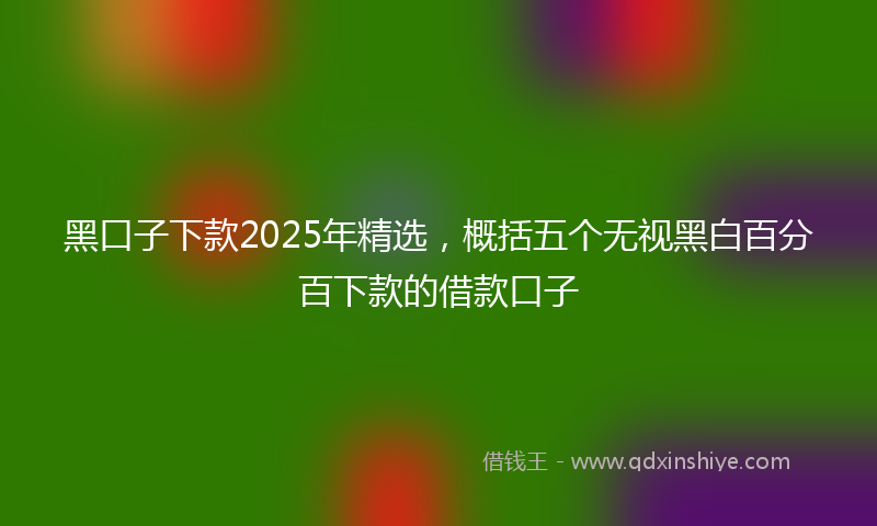 黑口子下款2025年精选，概括五个无视黑白百分百下款的借款口子