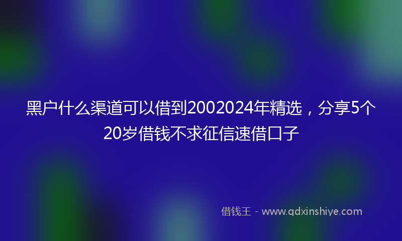 黑户什么渠道可以借到2002024年精选，分享5个20岁借钱不求征信速借口子