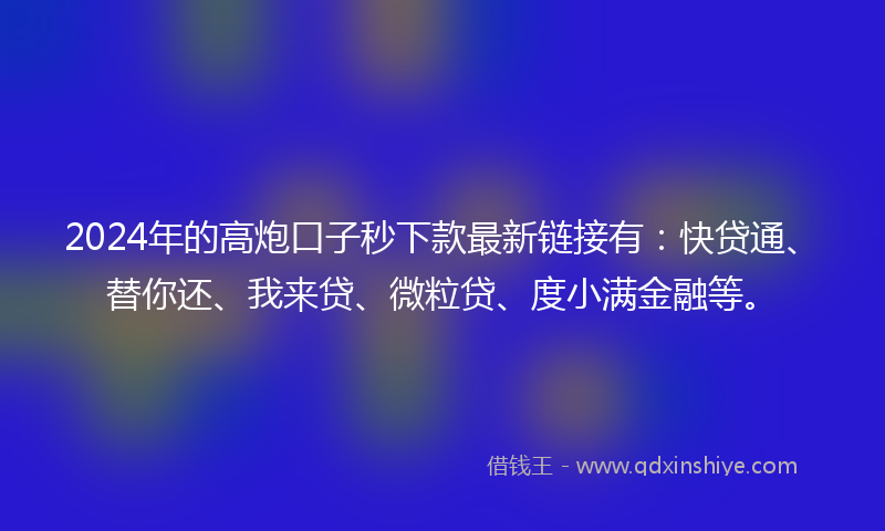 2024年的高炮口子秒下款最新链接有：快贷通、替你还、我来贷、微粒贷、度小满金融等。