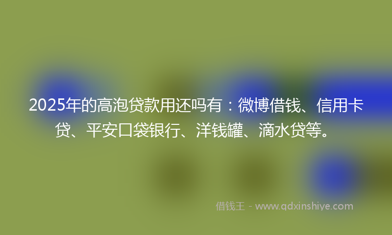 2025年的高泡贷款用还吗有：微博借钱、信用卡贷、平安口袋银行、洋钱罐、滴水贷等。