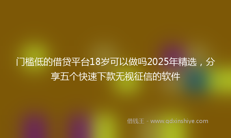 门槛低的借贷平台18岁可以做吗2025年精选，分享五个快速下款无视征信的软件