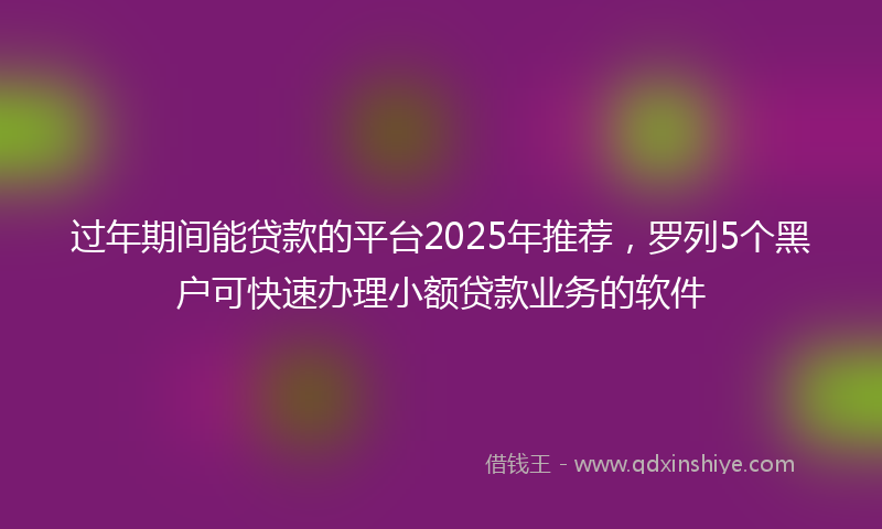 过年期间能贷款的平台2025年推荐，罗列5个黑户可快速办理小额贷款业务的软件