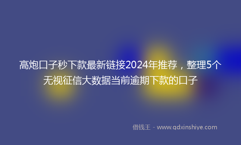 高炮口子秒下款最新链接2024年推荐，整理5个无视征信大数据当前逾期下款的口子