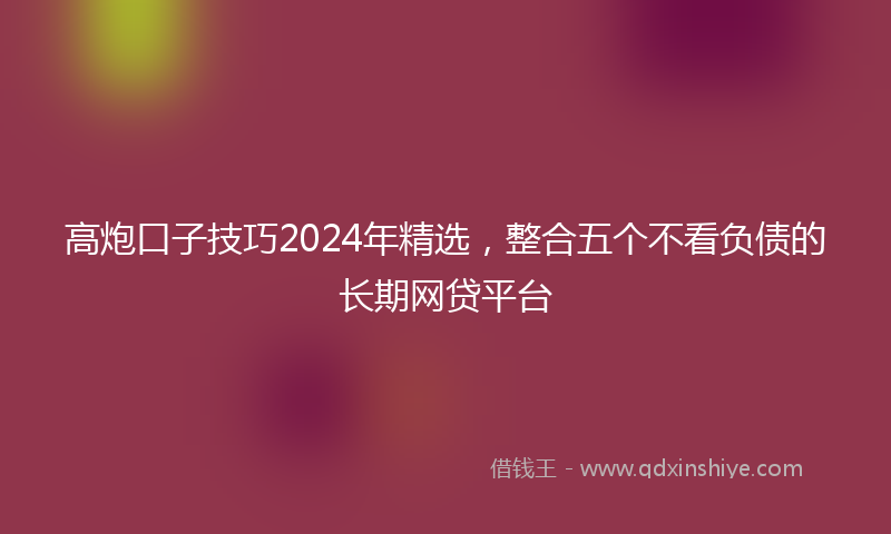 高炮口子技巧2024年精选，整合五个不看负债的长期网贷平台