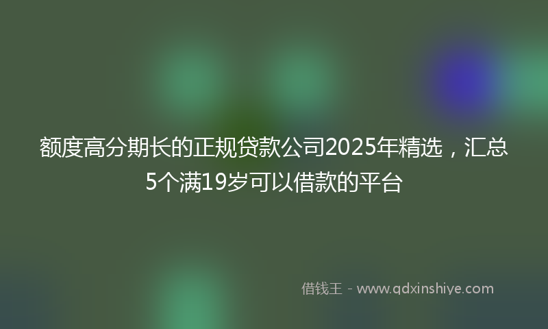 额度高分期长的正规贷款公司2025年精选，汇总5个满19岁可以借款的平台