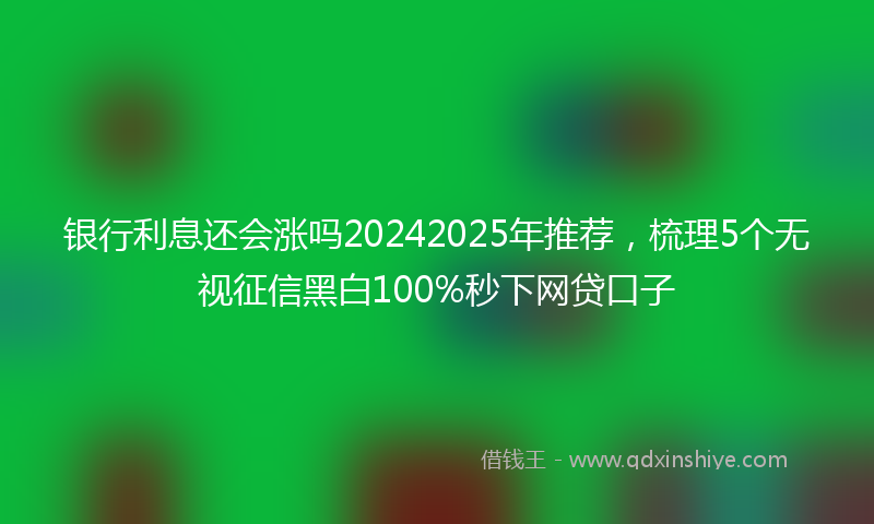 银行利息还会涨吗20242025年推荐，梳理5个无视征信黑白100%秒下网贷口子
