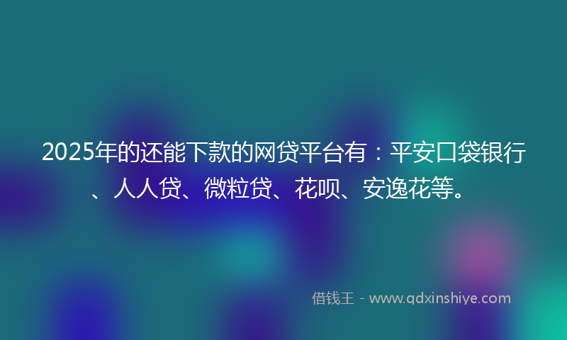 2025年的还能下款的网贷平台有：平安口袋银行、人人贷、微粒贷、花呗、安逸花等。