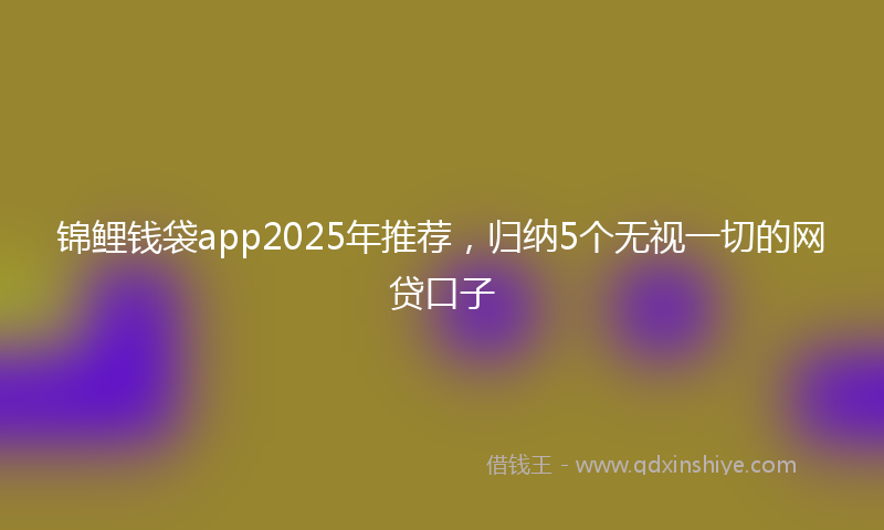 锦鲤钱袋app2025年推荐，归纳5个无视一切的网贷口子